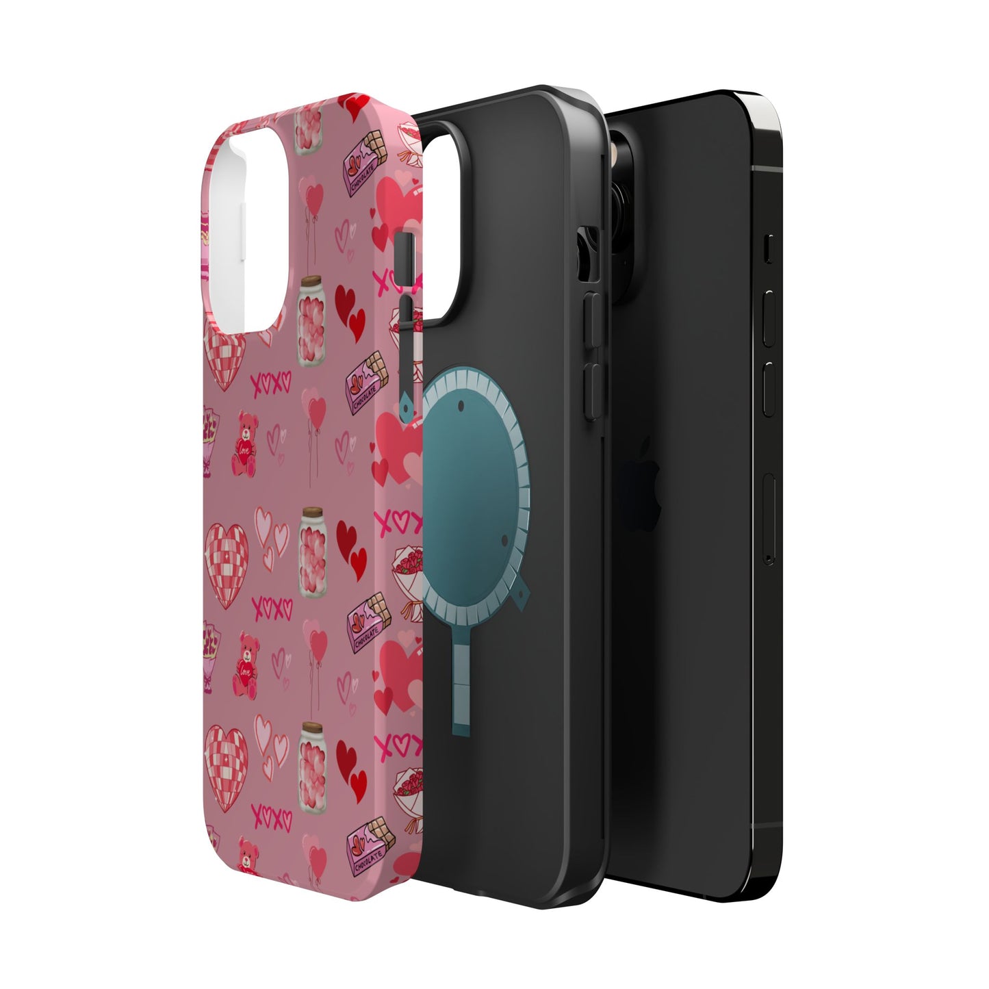 Pink Valentine Love Collage – MagSafe-Compatible iPhone Case