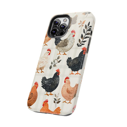 iPhone Case: Vintage Chicken & Leaves – Farmhouse Style Case