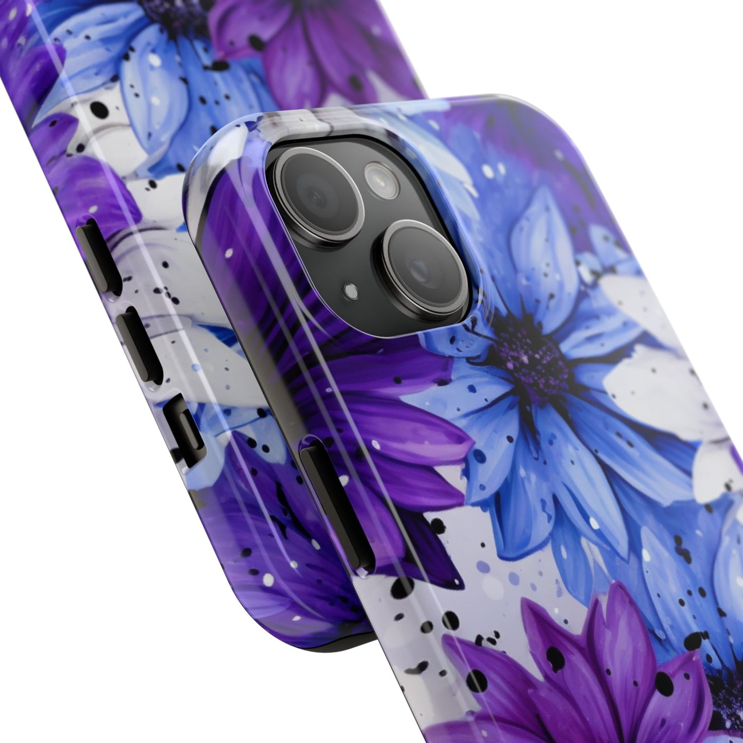 Vibrant Purple & Blue Floral Splash - iPhone Series Case