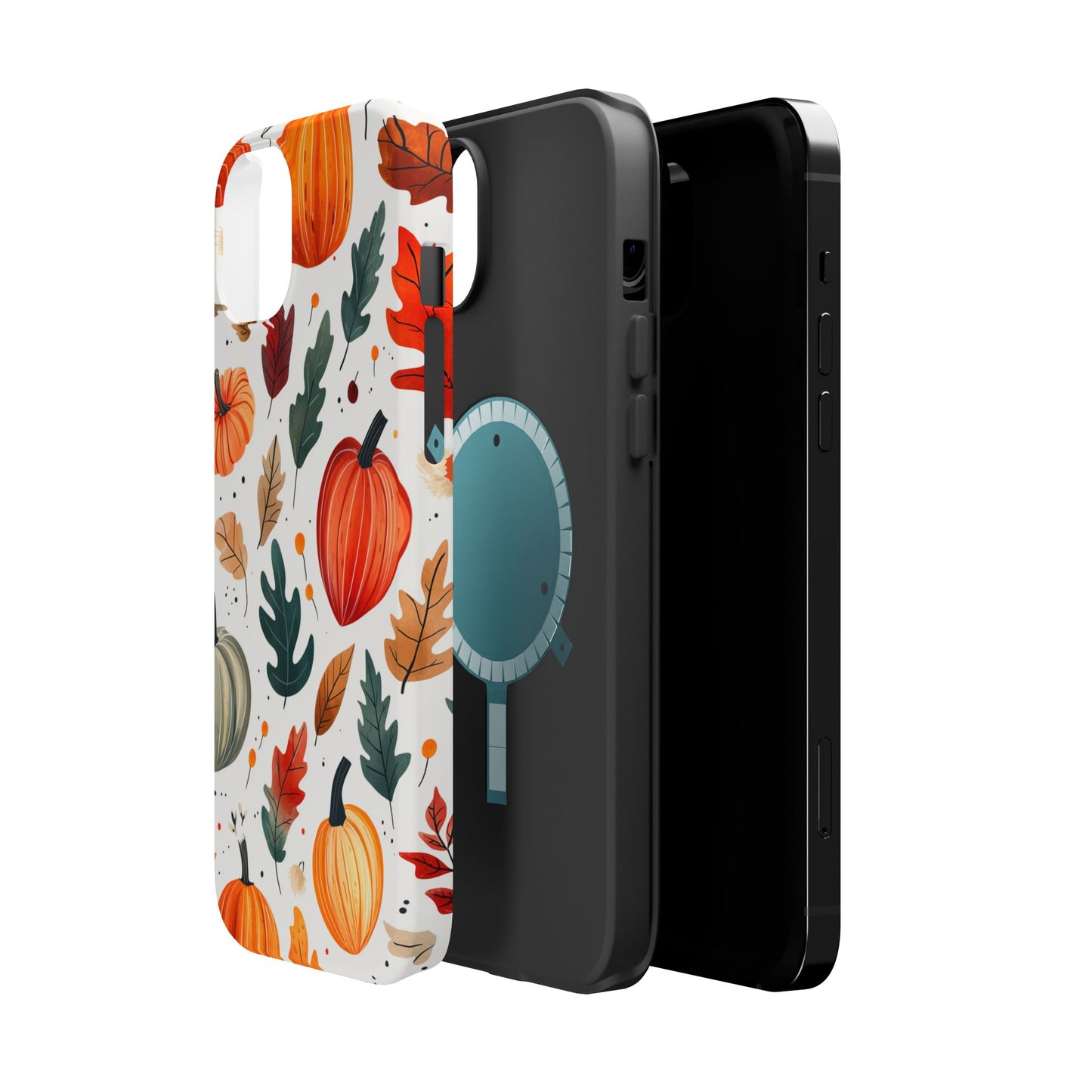 Autumn Harvest MagSafe iPhone Case - Pumpkin and Fall Leaf Design