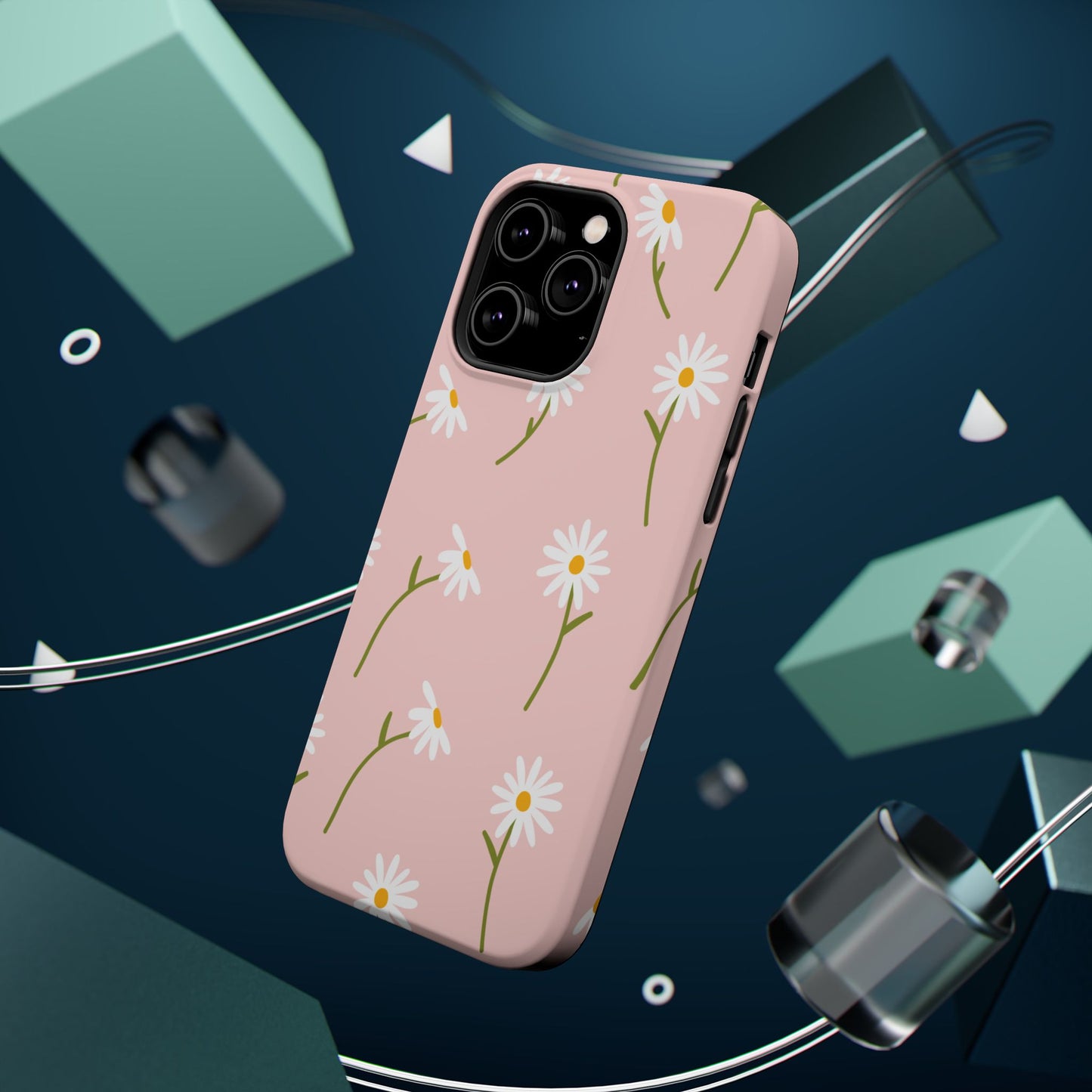 Daisy Delight Tough MagSafe iPhone Case – Cute Floral Design with Dual-Layer Protection