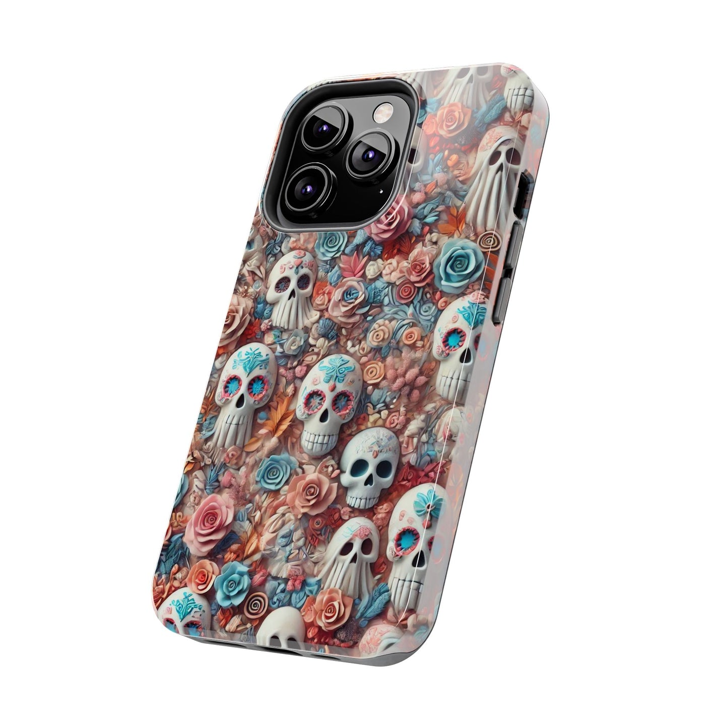 Day of the Dead Floral Skull iPhone Case - Colorful Protective Cover - Halloween Spooky Autumn Case