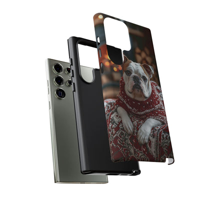 Cozy Bulldog in Sweater Samsung Galaxy Case – Festive Fireplace Protective Cove