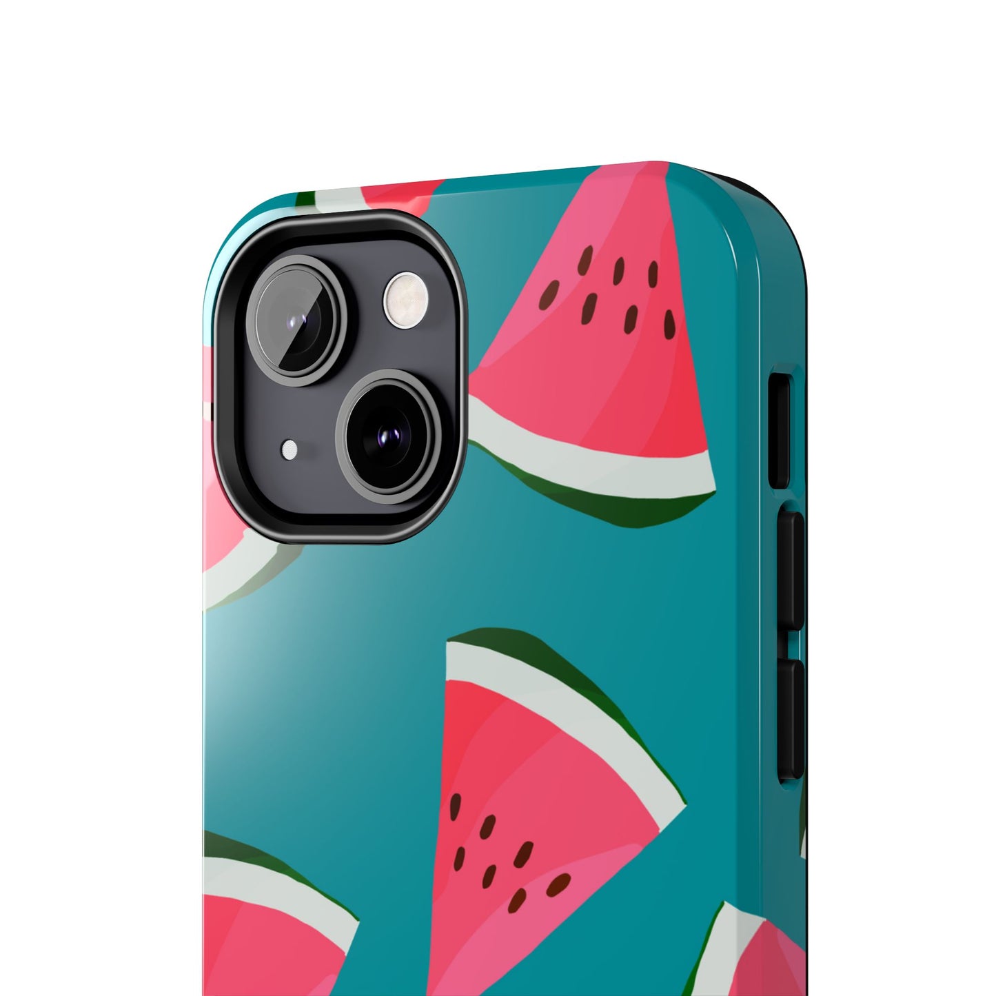 Watermelon Bliss iPhone Case – Vibrant Summer Fruit Design on Teal Background