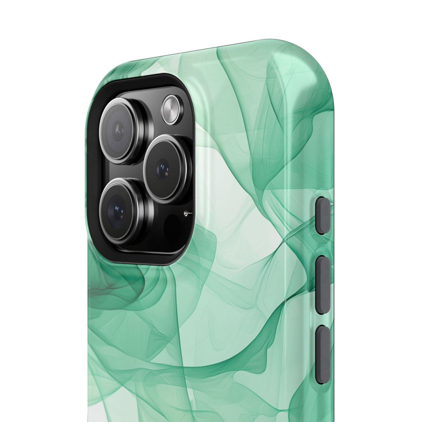 Translucent Flowing Green Fabric MagSafe iPhone Case – Elegant Fluid Design