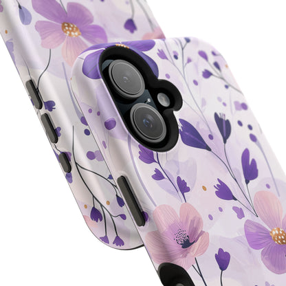 Purple Floral Bliss MagSafe iPhone Case – Delicate Blossom Design