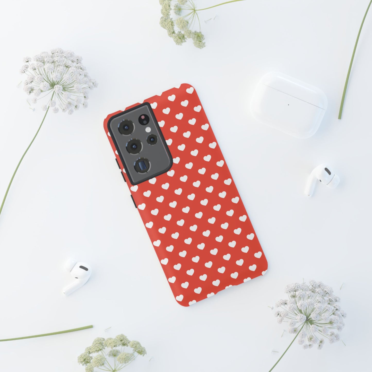 White Hearts on Red Samsung Case