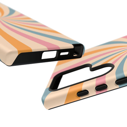 Retro Swirl Pattern Samsung Galaxy Case – Bold 70s Vibe in Pink, Orange, and Teal