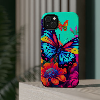 Vivid Butterfly & Floral Burst - MagSafe iPhone Case