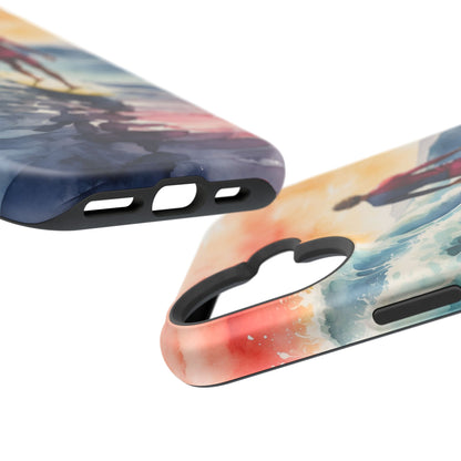 Surfer’s Sunset Wave MagSafe iPhone Case – Vibrant Watercolor Design