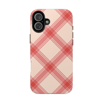 Soft Peachy Red Plaid iPhone Case