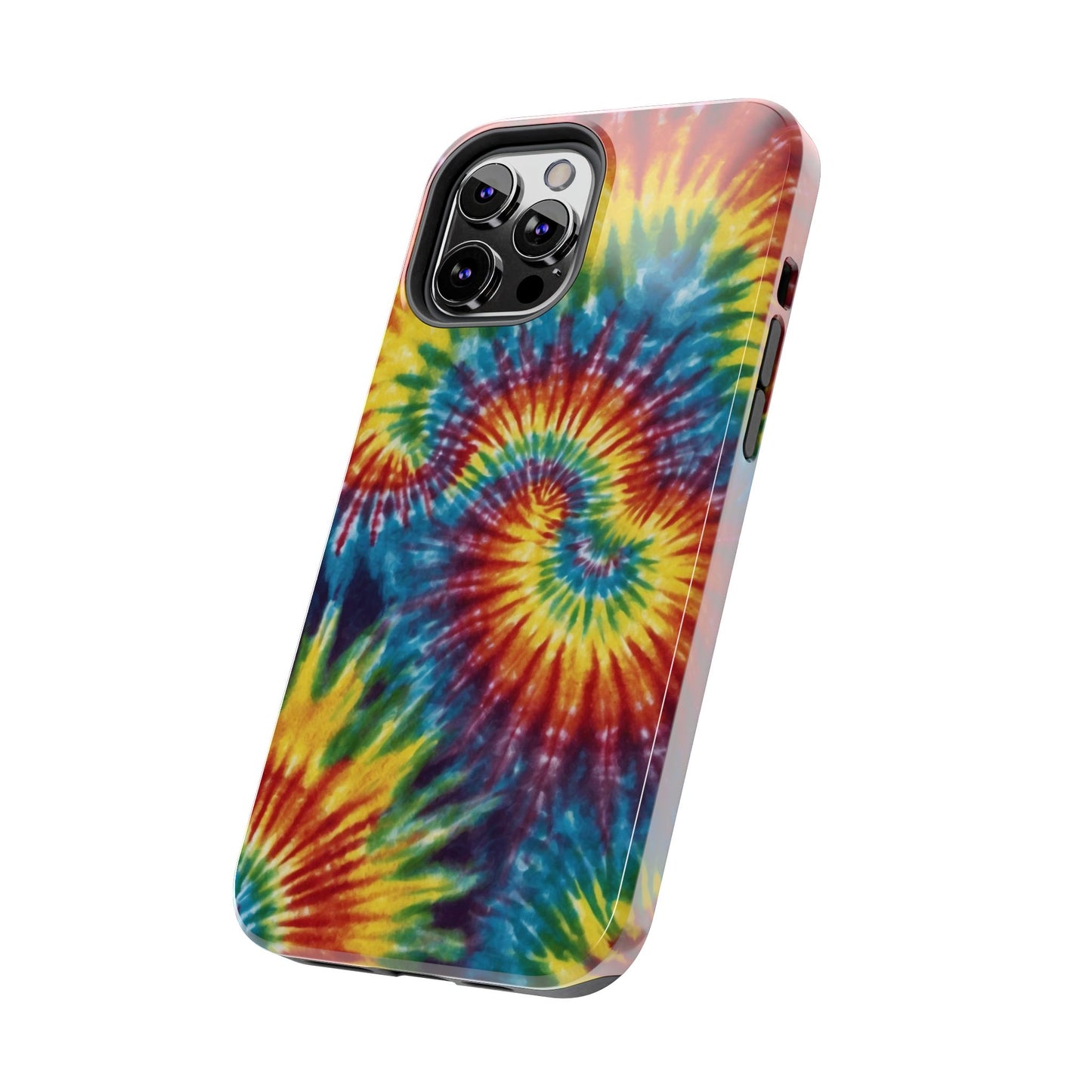 Retro Tie-Dye Swirl iPhone Case – Rainbow Spiral Design