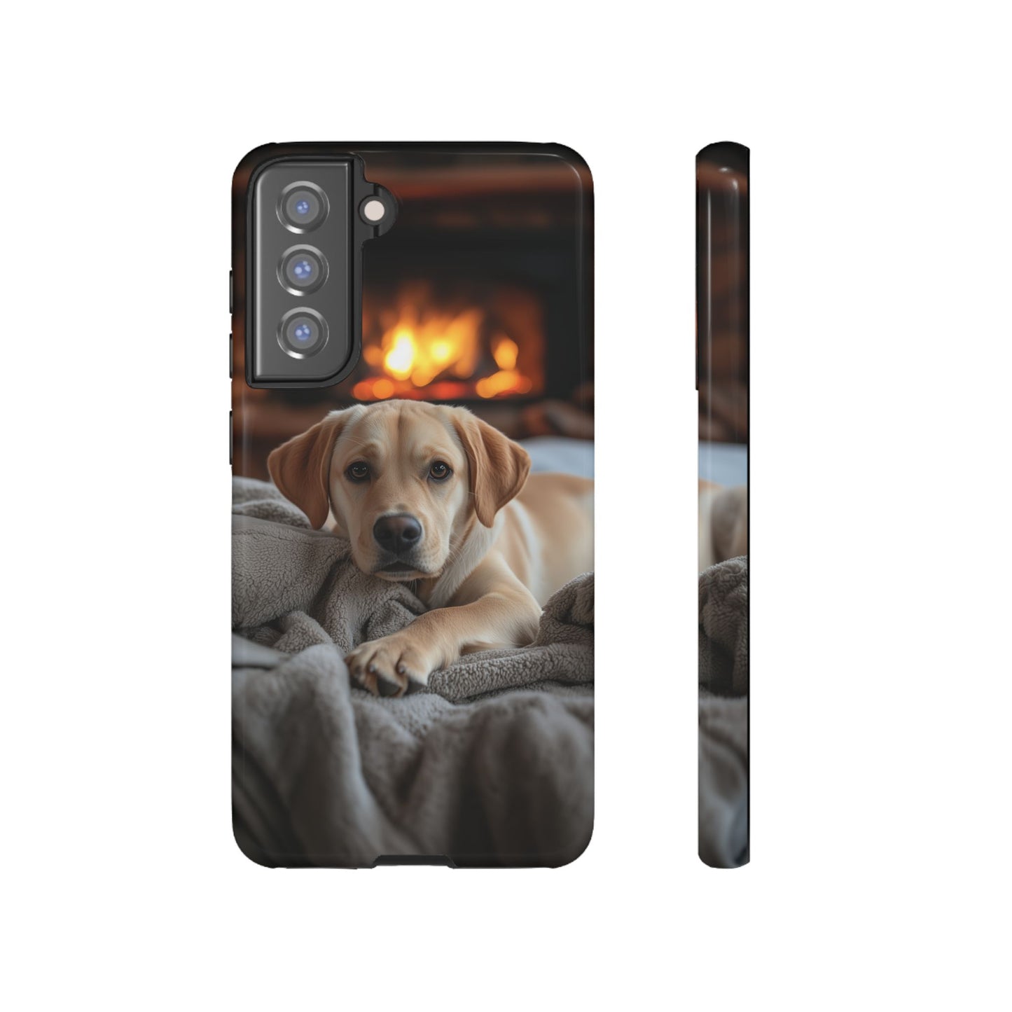 Cozy Golden Retriever by the Fireplace - Samsung Galaxy Case