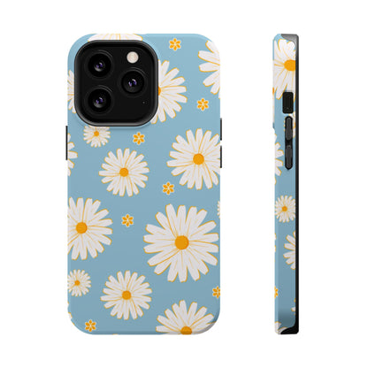 Bright Daisy MagSafe iPhone Case – Light Blue Background, Shockproof and Slim Design