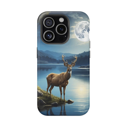 Moonlit Elegance: Stag by the Lake – MagSafe iPhone Case