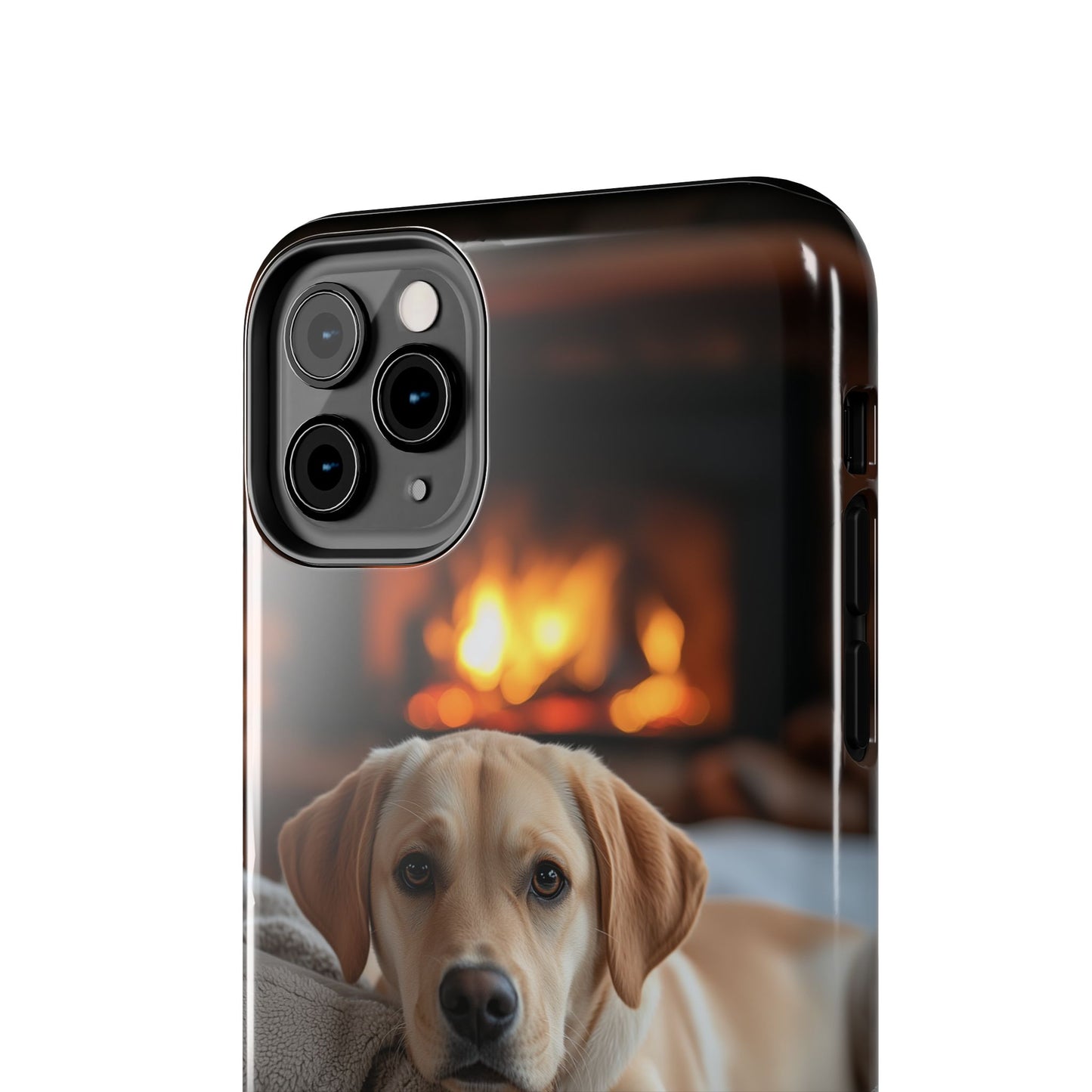 Cozy Golden Retriever by the Fireplace - iPhone Series Case