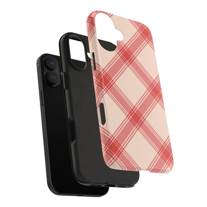 Soft Peachy Red Plaid iPhone Case