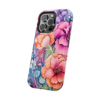 Bright Watercolor Floral Splash MagSafe iPhone Series Case – Bold Artistic Design