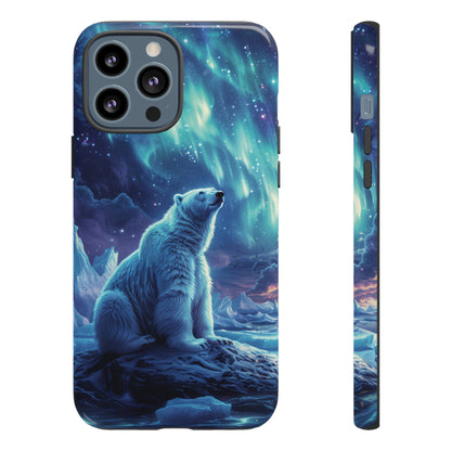 Arctic Polar Majesty: Northern Lights & Polar Bear Case for iPhone, Samsung Galaxy, & Google Pixel Phones