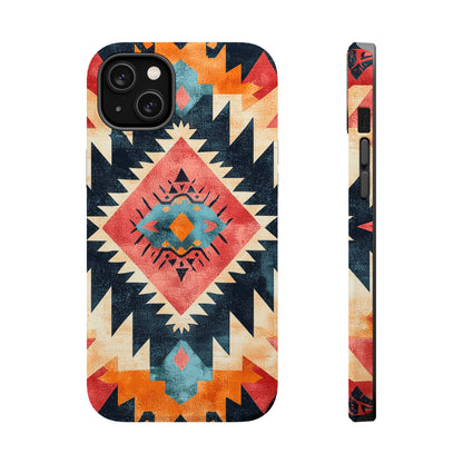 Bold Aztec Pattern Tough MagSafe iPhone Case – Vibrant Geometric Design, Dual-Layer Protection