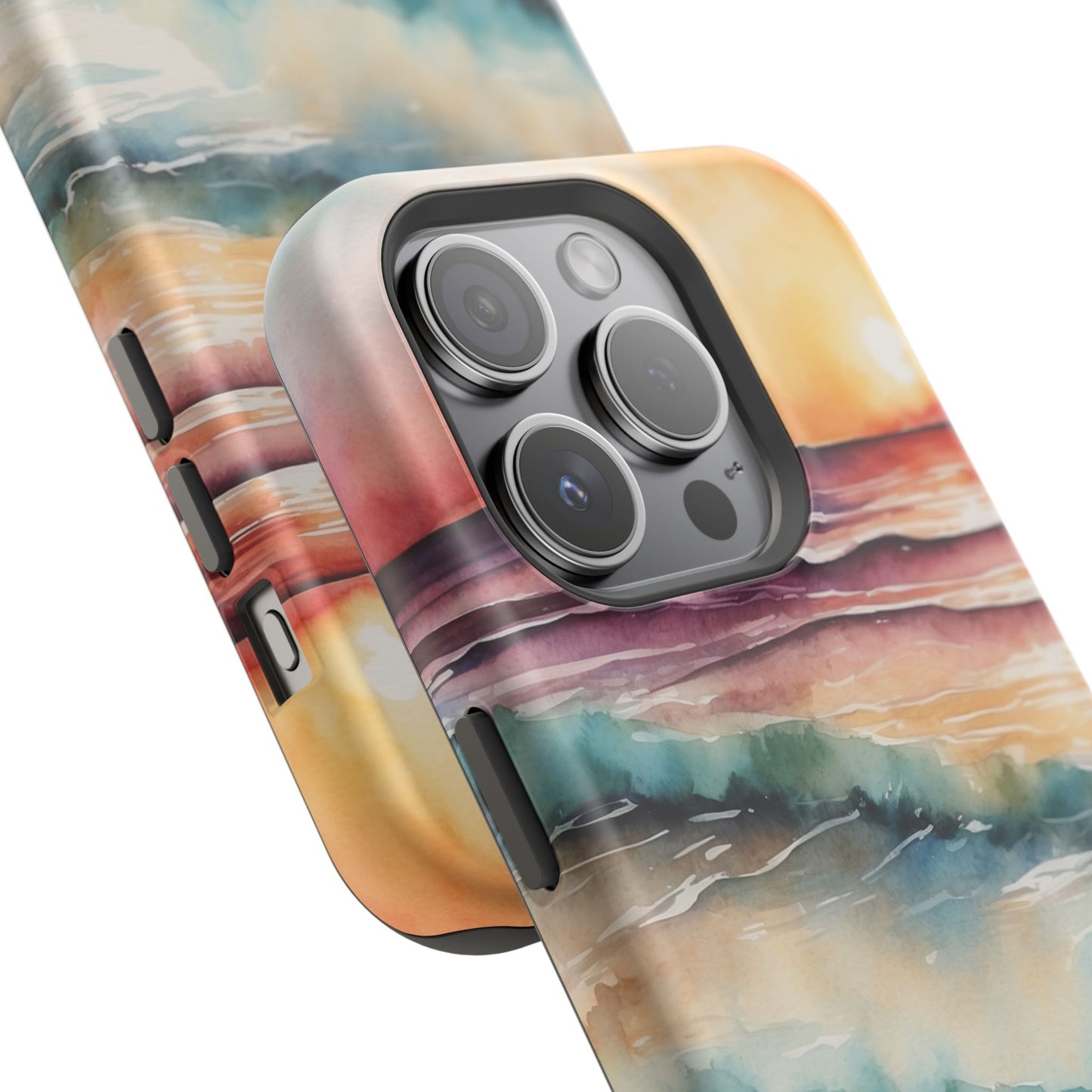 Sunset Waves MagSafe iPhone Case – Vibrant Watercolor Design