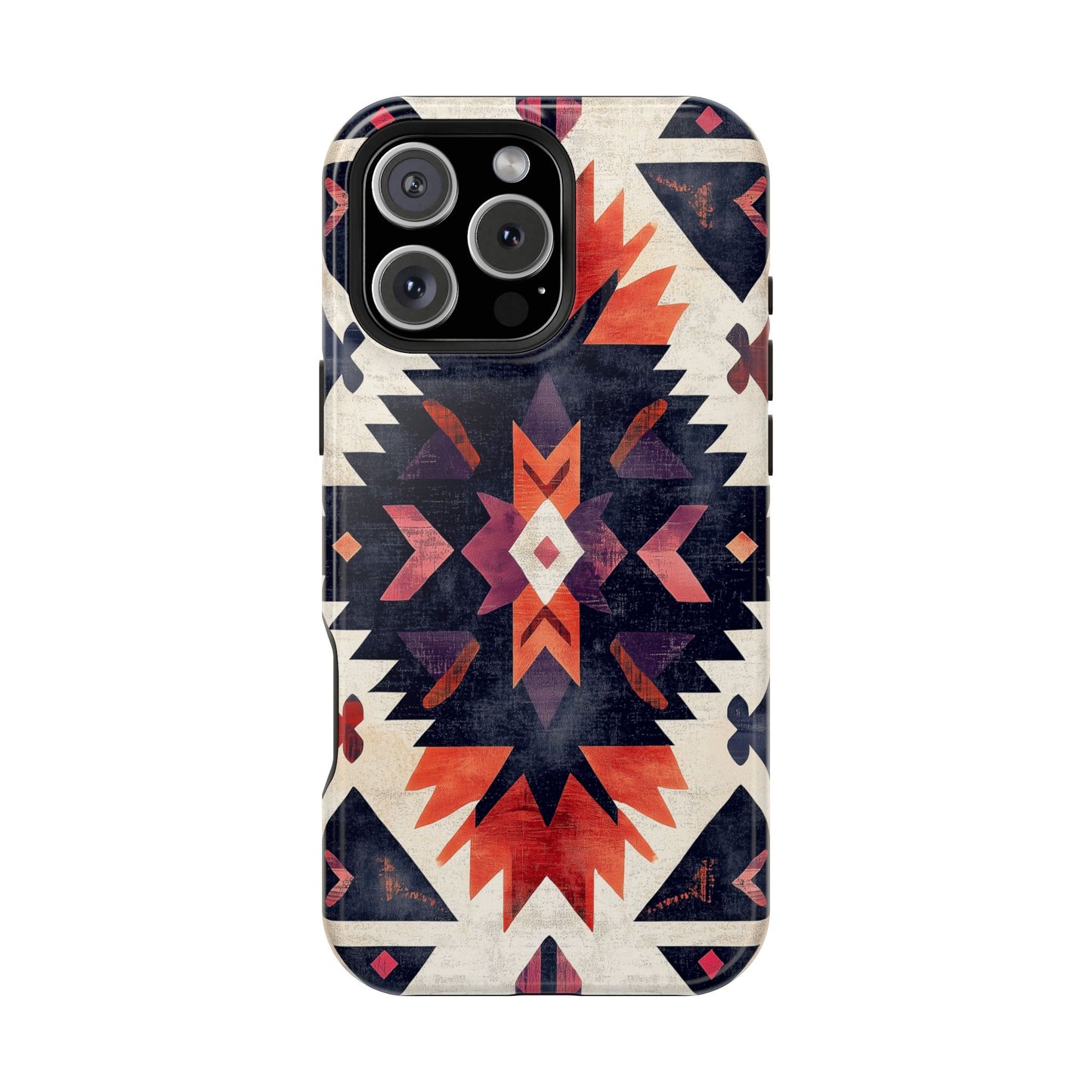 Boho Tribal Starburst Tough MagSafe iPhone Case – Vibrant Geometric Design, Dual-Layer Protection