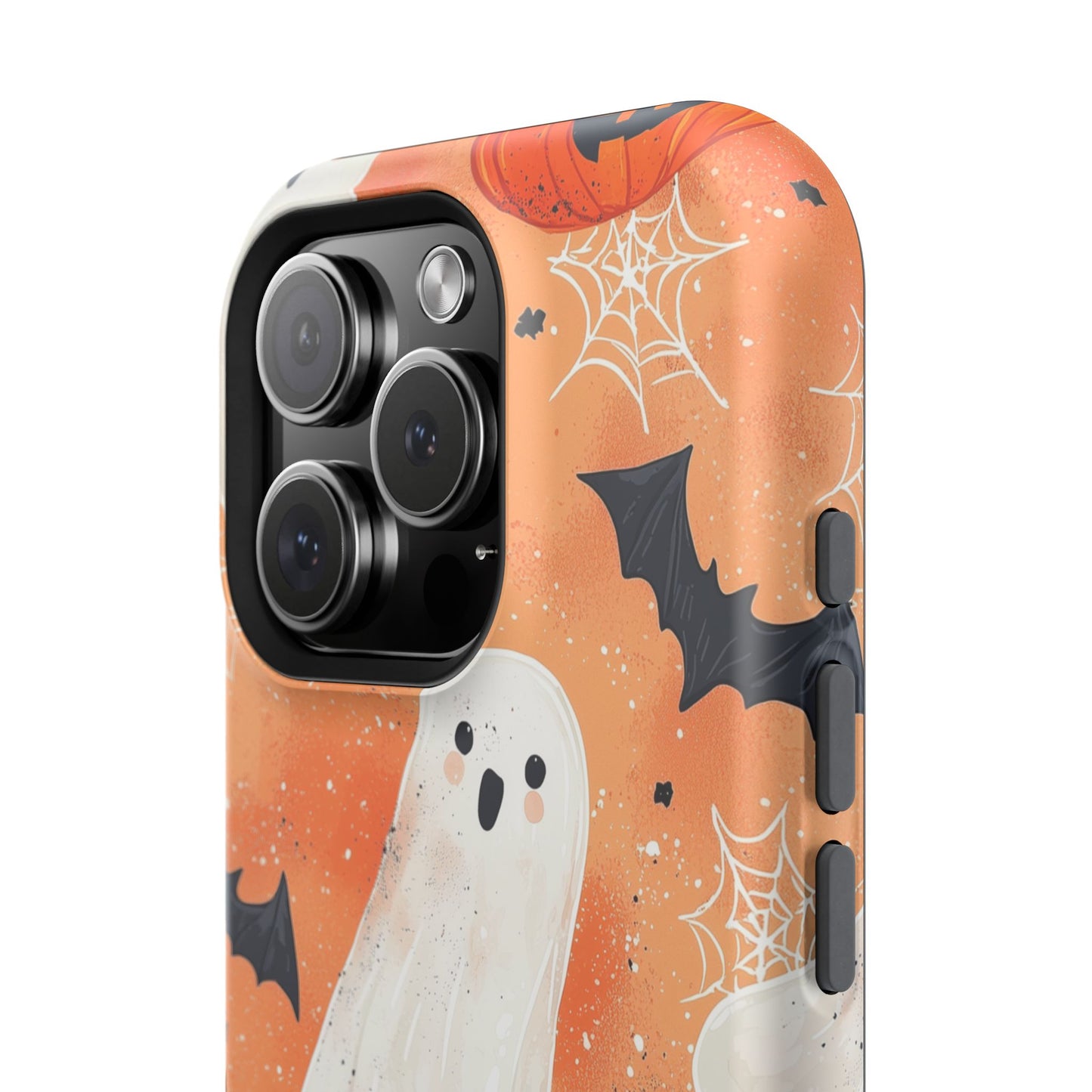 Spooky Cute Ghost MagSafe iPhone Case – Halloween Ghosts, Pumpkins, Bats & Cobwebs Design