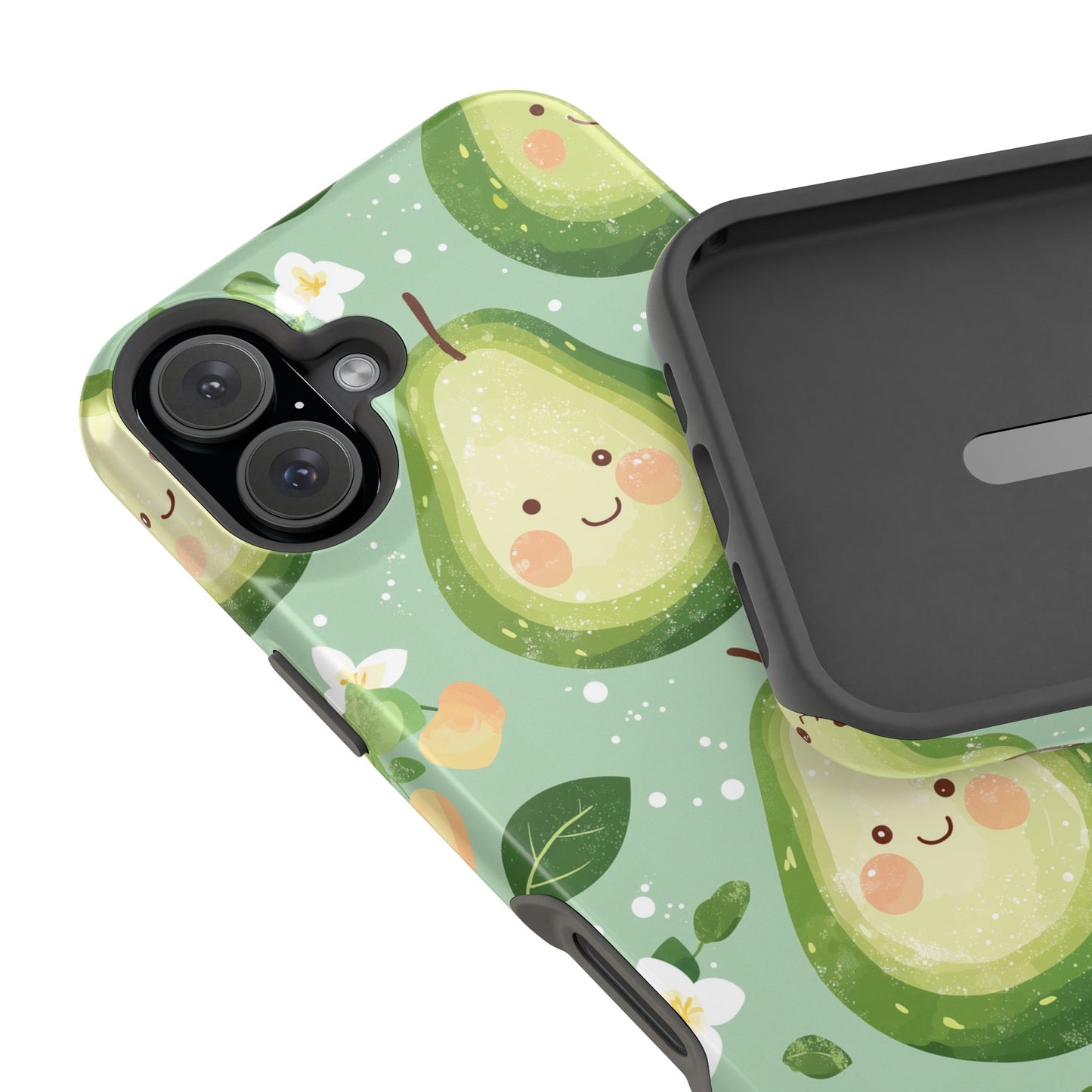 Smiling Avocados Tough MagSafe iPhone Case – Cute Avocado Design, Dual-Layer Protection