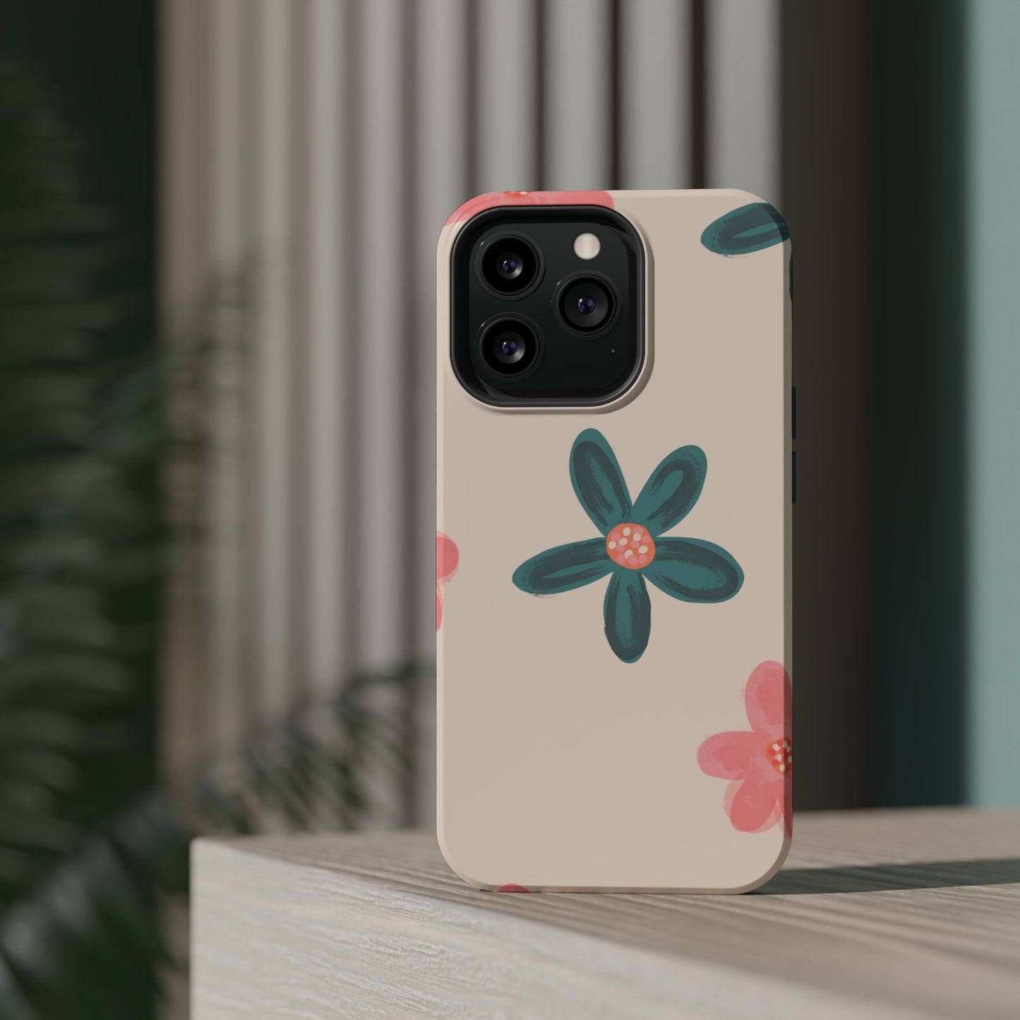 Vintage Floral Tough MagSafe iPhone Case – Soft Matte Finish with Dual-Layer Protection