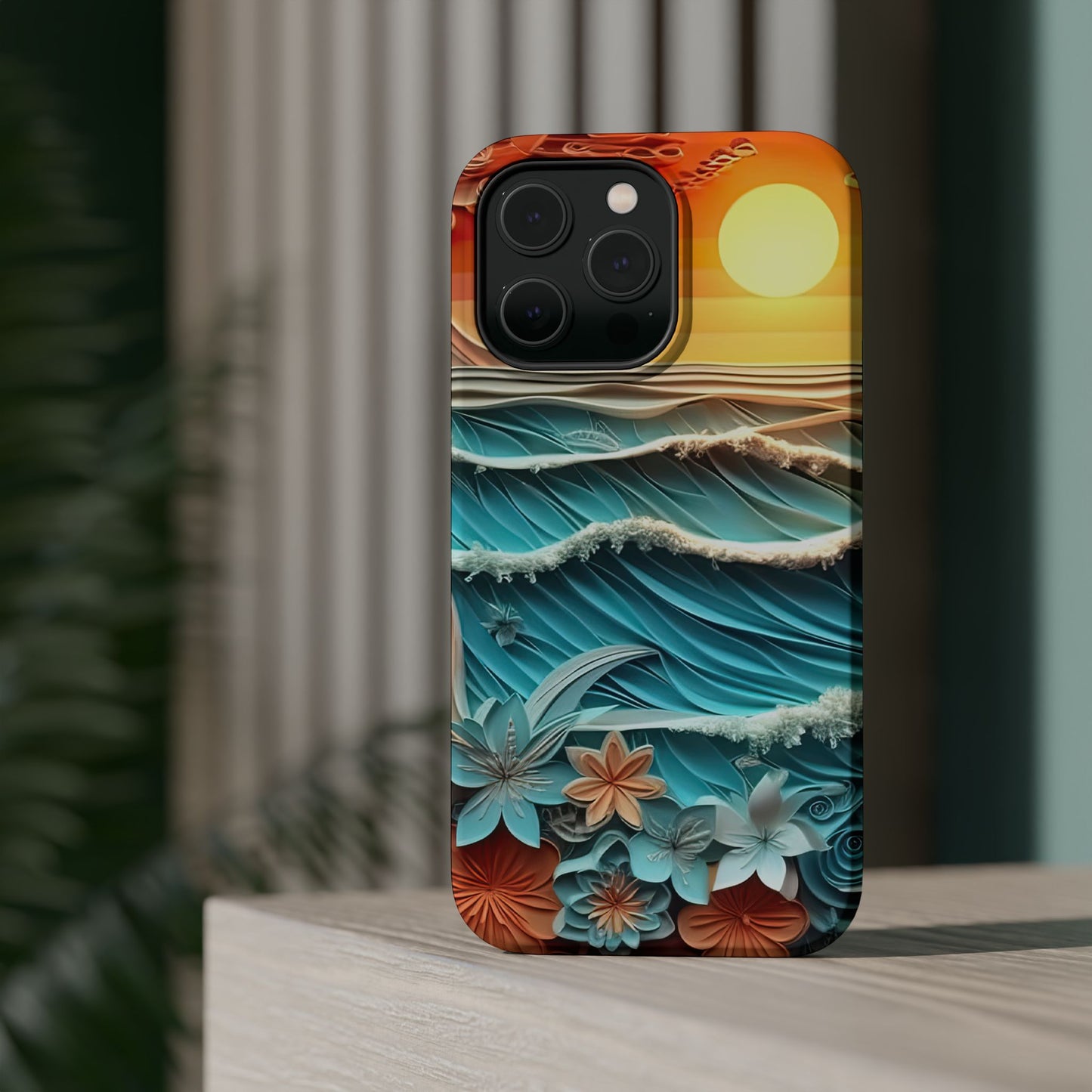 Tropical Sunset Paper Art Ocean – iPhone Series Case