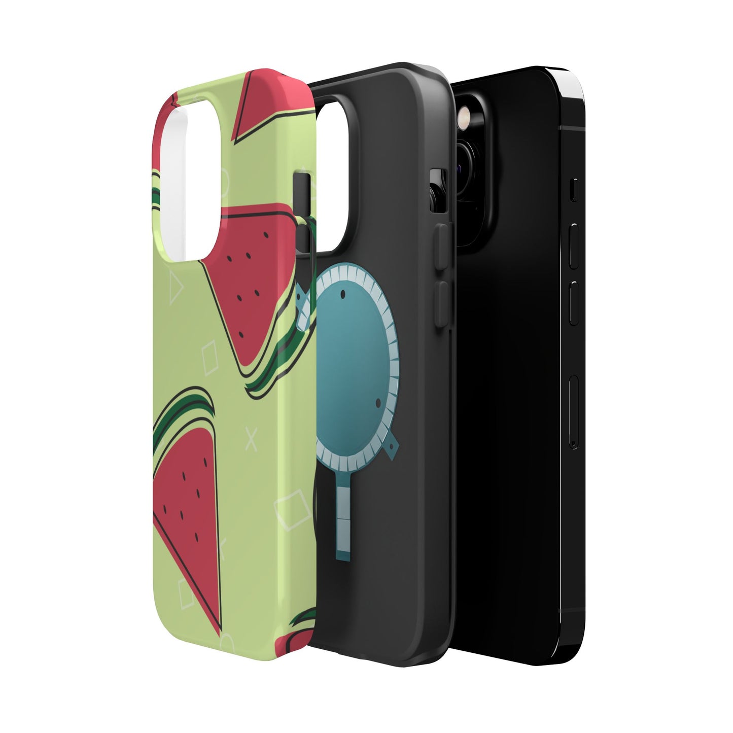 Watermelon Slice MagSafe iPhone Case – Fresh & Fun Design with Retro Geometric Pattern