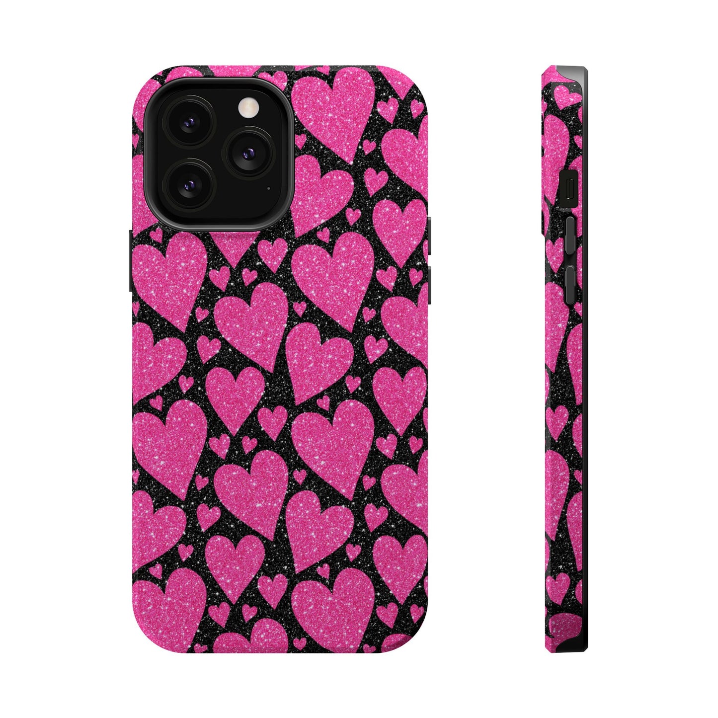 Glitter Hearts MagSafe iPhone Case