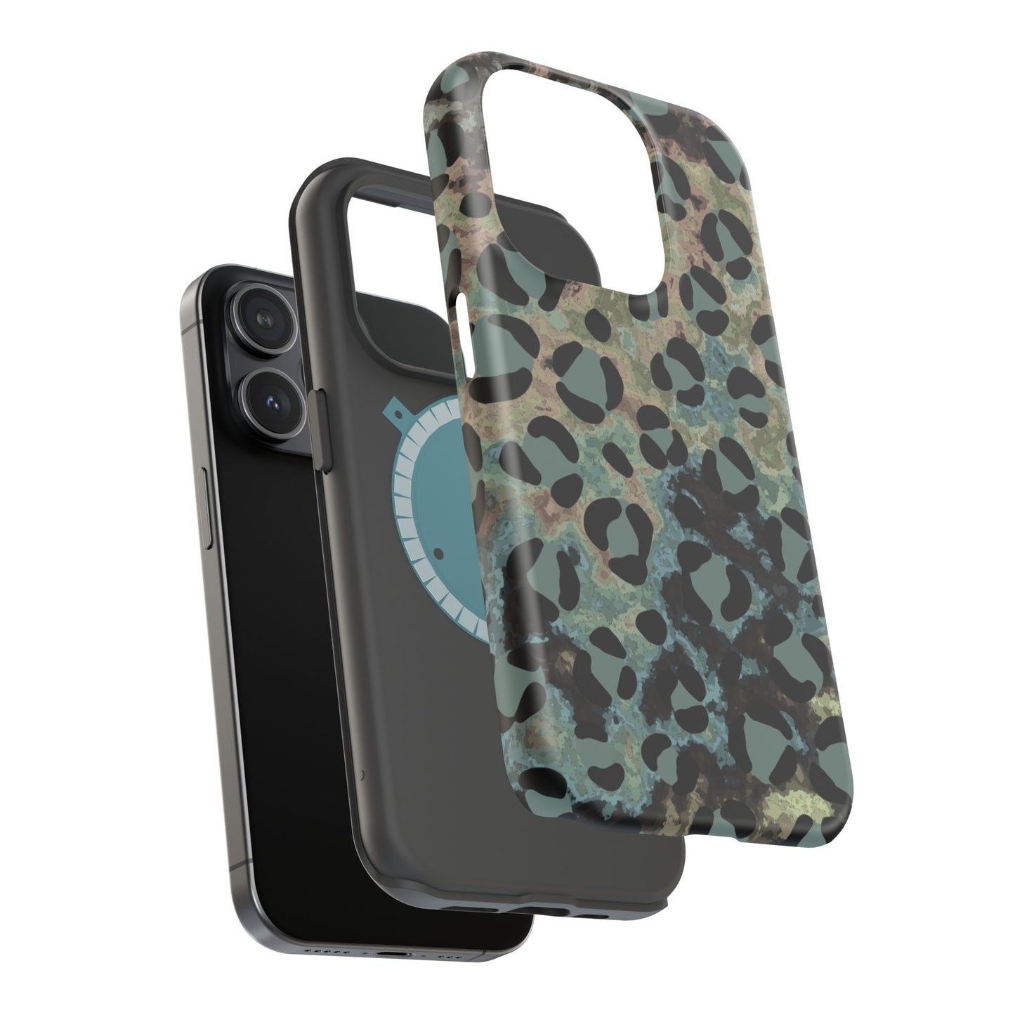 Moody Watercolor Leopard Print Tough MagSafe iPhone Case – Earthy Abstract Pattern with Dual-Layer Protection