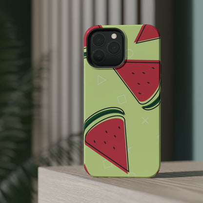 Watermelon Slice MagSafe iPhone Case – Fresh & Fun Design with Retro Geometric Pattern