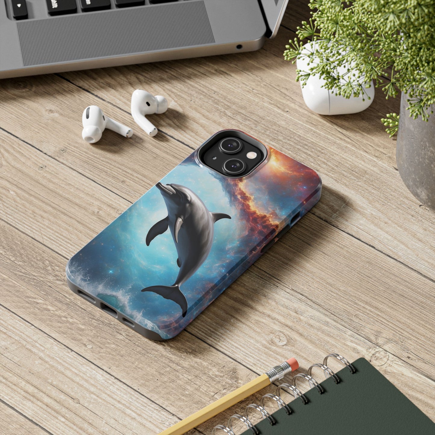 Cosmic Dolphin Space Vibes - iPhone Case