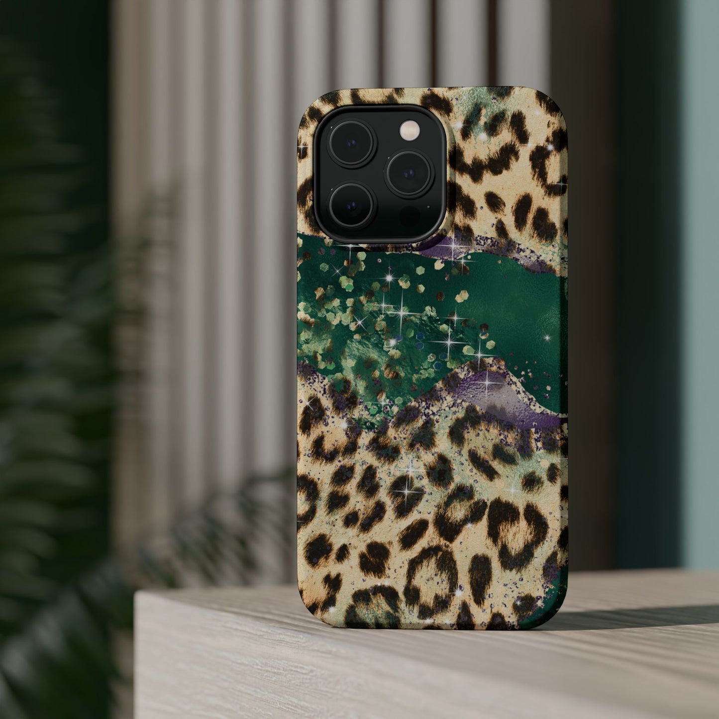 Emerald Glitter Leopard Print - MagSafe iPhone Series Case