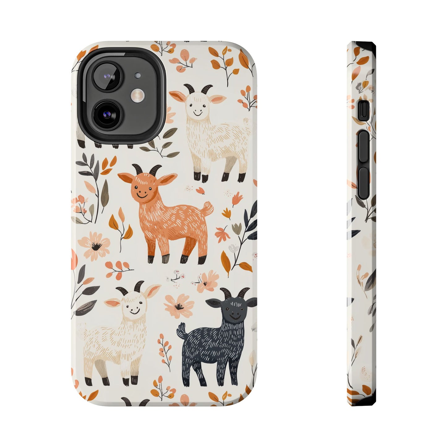 iPhone Case: Smiley Goats & Dried Flowers – Vintage Charm