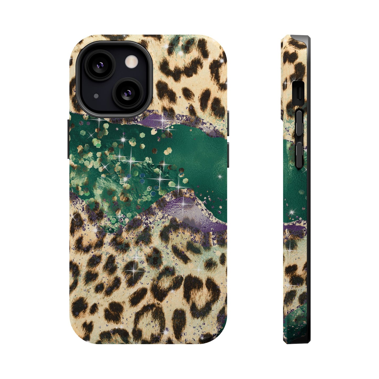 Emerald Glitter Leopard Print - MagSafe iPhone Series Case