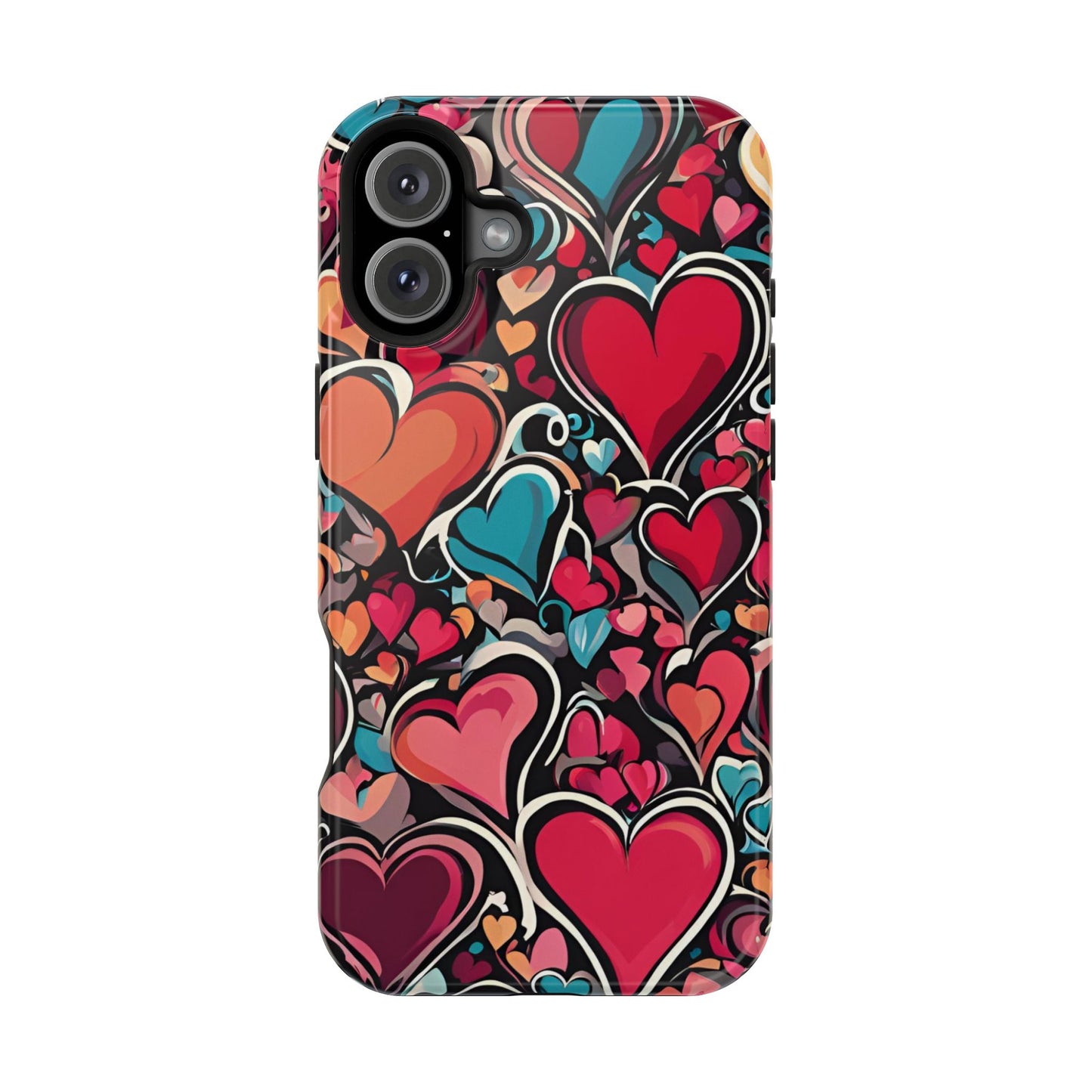 Vibrant Multicolor Heart Art – MagSafe-Compatible iPhone Case