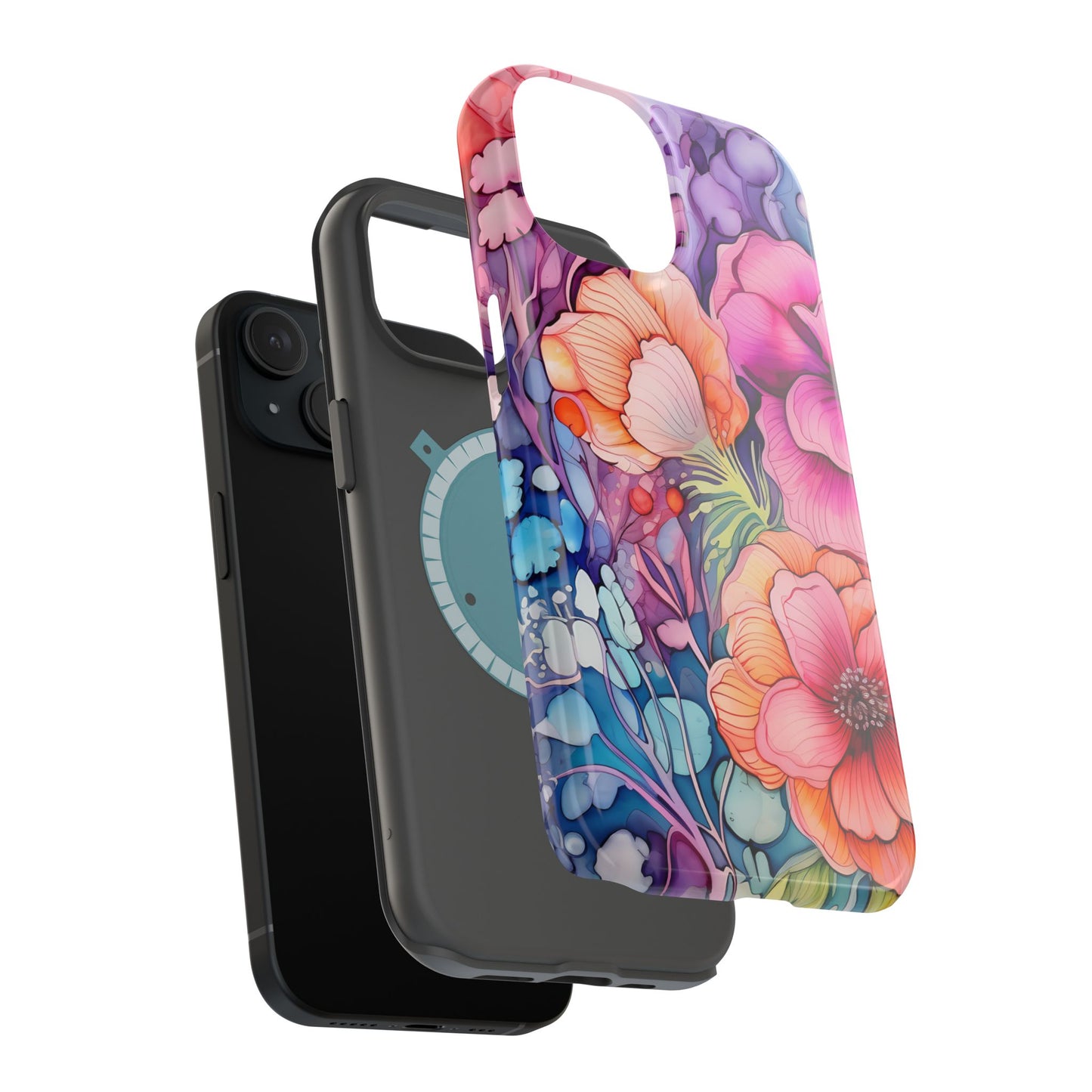 Bright Watercolor Floral Splash MagSafe iPhone Series Case – Bold Artistic Design