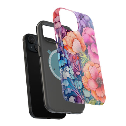 Bright Watercolor Floral Splash MagSafe iPhone Series Case – Bold Artistic Design