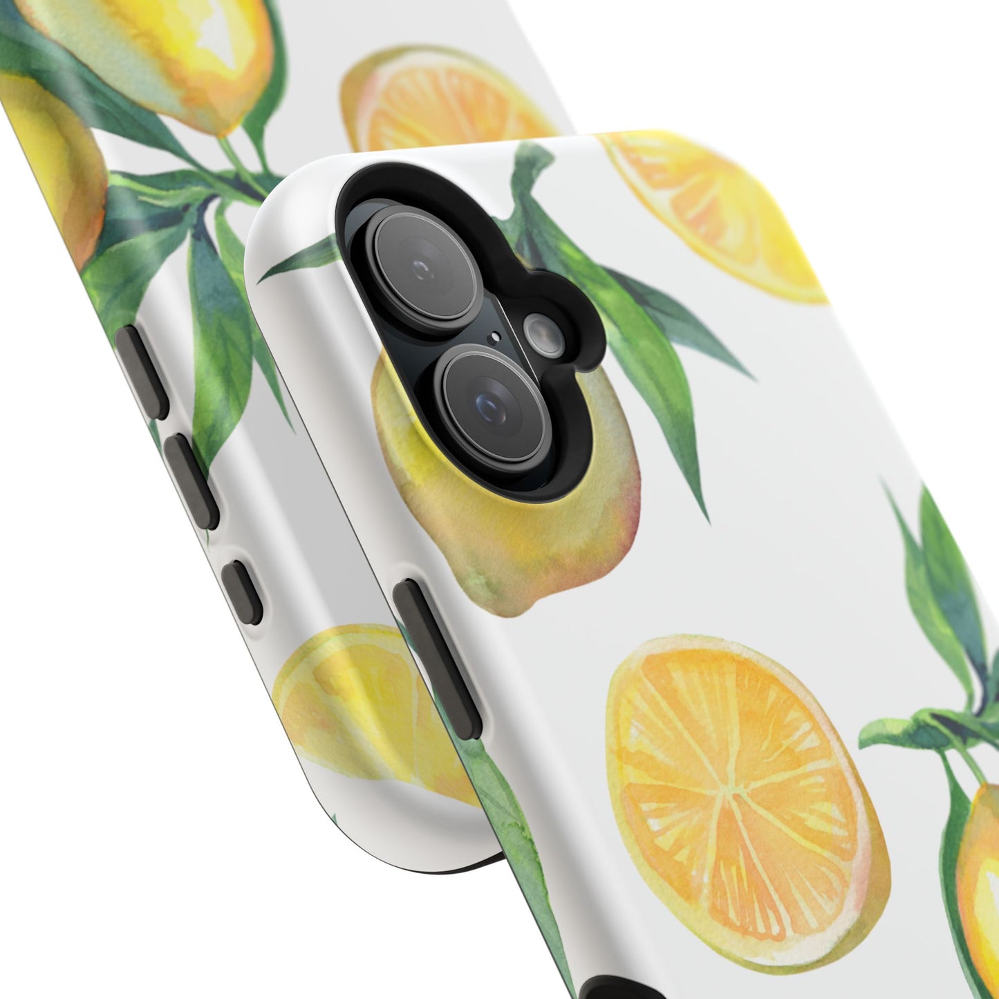 Lemon Grove Watercolor Tough MagSafe iPhone Case – Fresh Citrus Design, Dual-Layer Protection