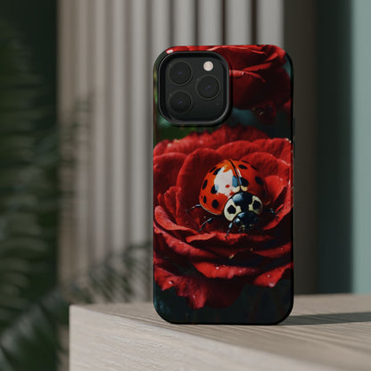 Elegant Rose & Ladybug Charm - MagSafe iPhone Case