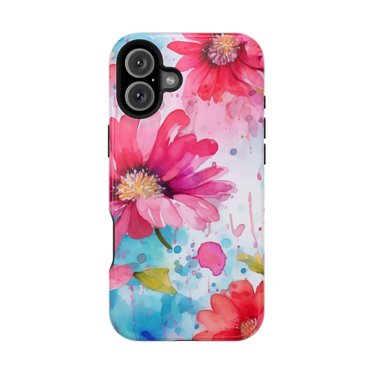 Vibrant Watercolor Red & Pink Floral - MagSafe iPhone Case