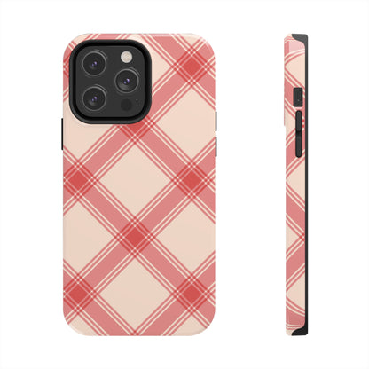 Soft Peachy Red Plaid iPhone Case