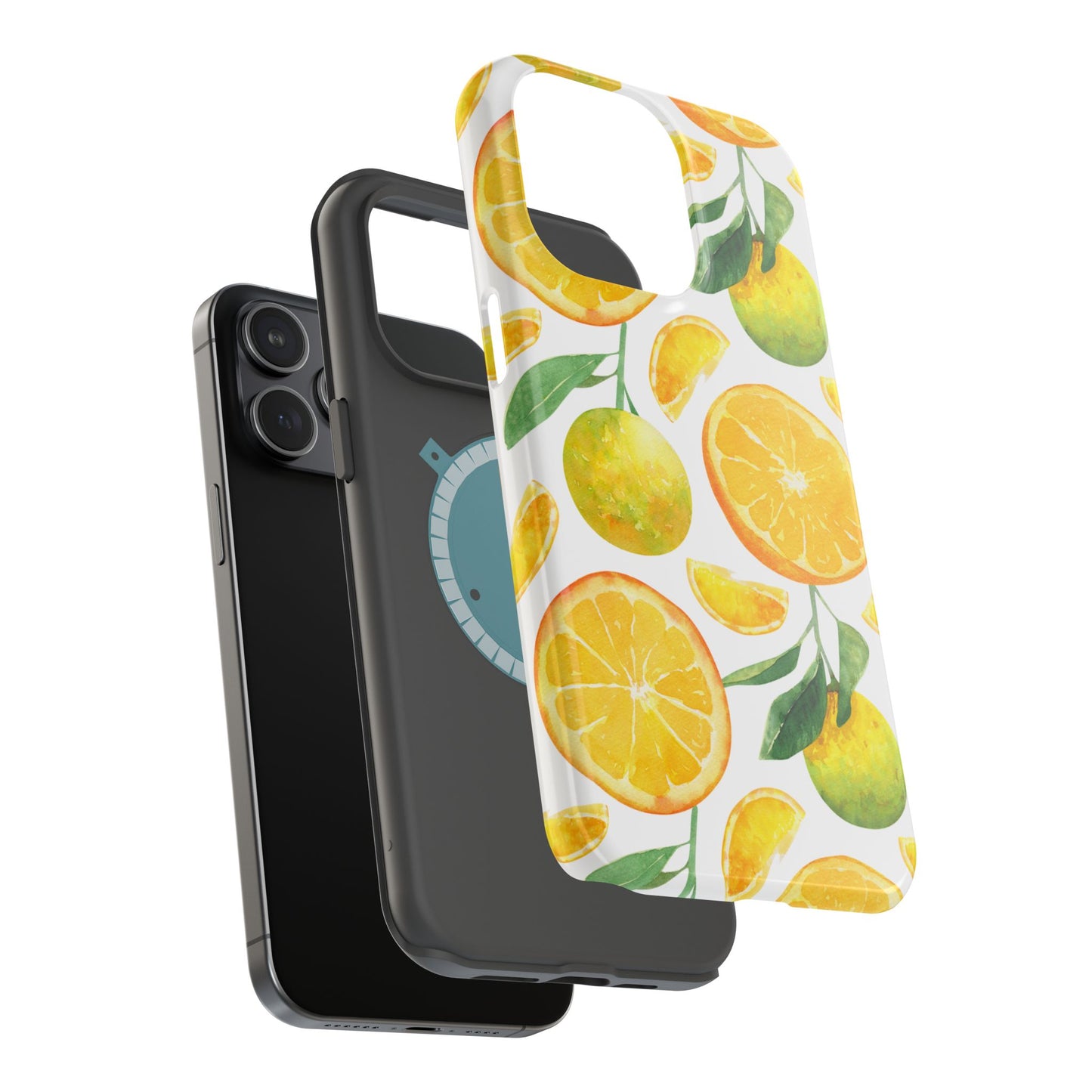 Sunny Citrus Grove Tough MagSafe iPhone Case – Watercolor Orange Design, Dual-Layer Protection