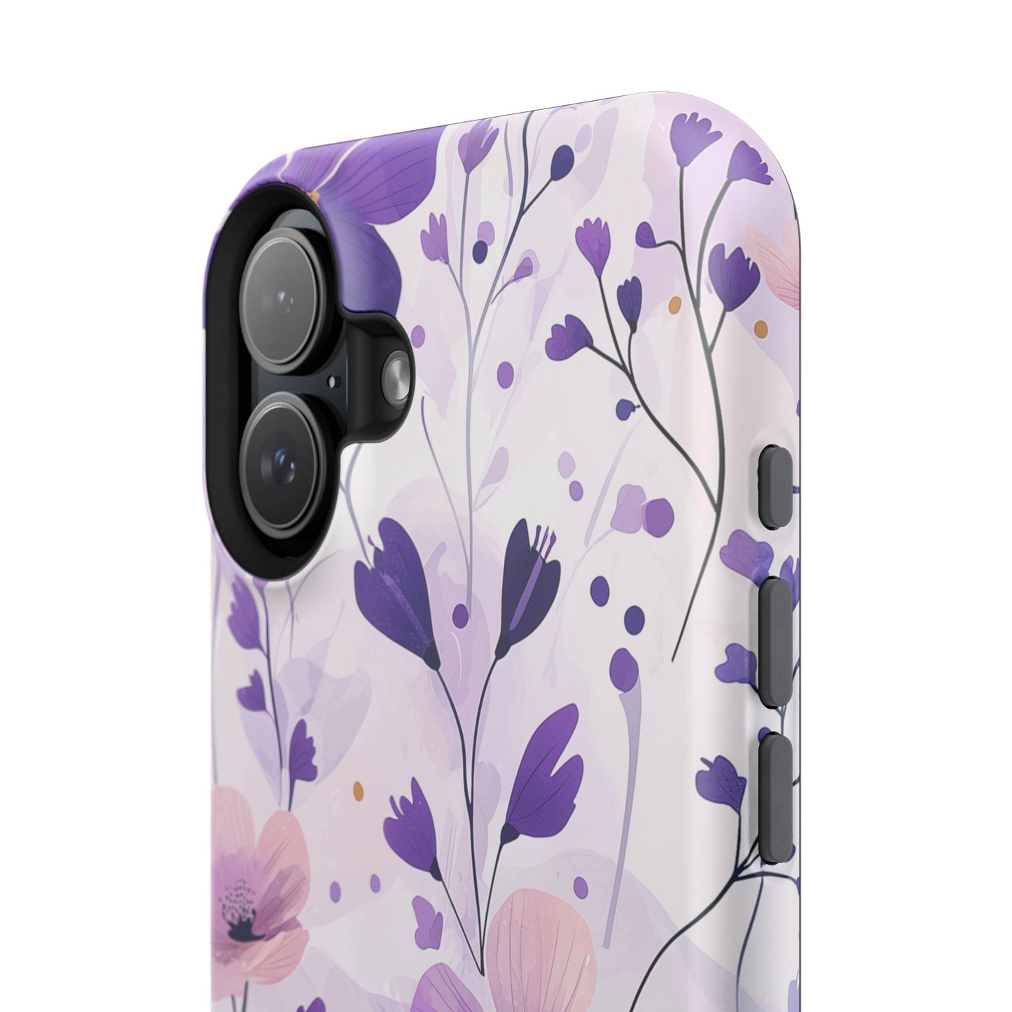 Purple Floral Bliss MagSafe iPhone Case – Delicate Blossom Design