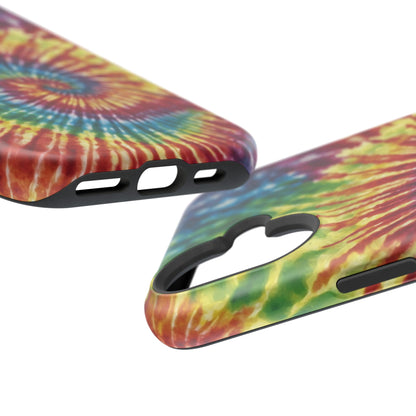 Vibrant Spiral Tie-Dye MagSafe Case – Retro Rainbow Design