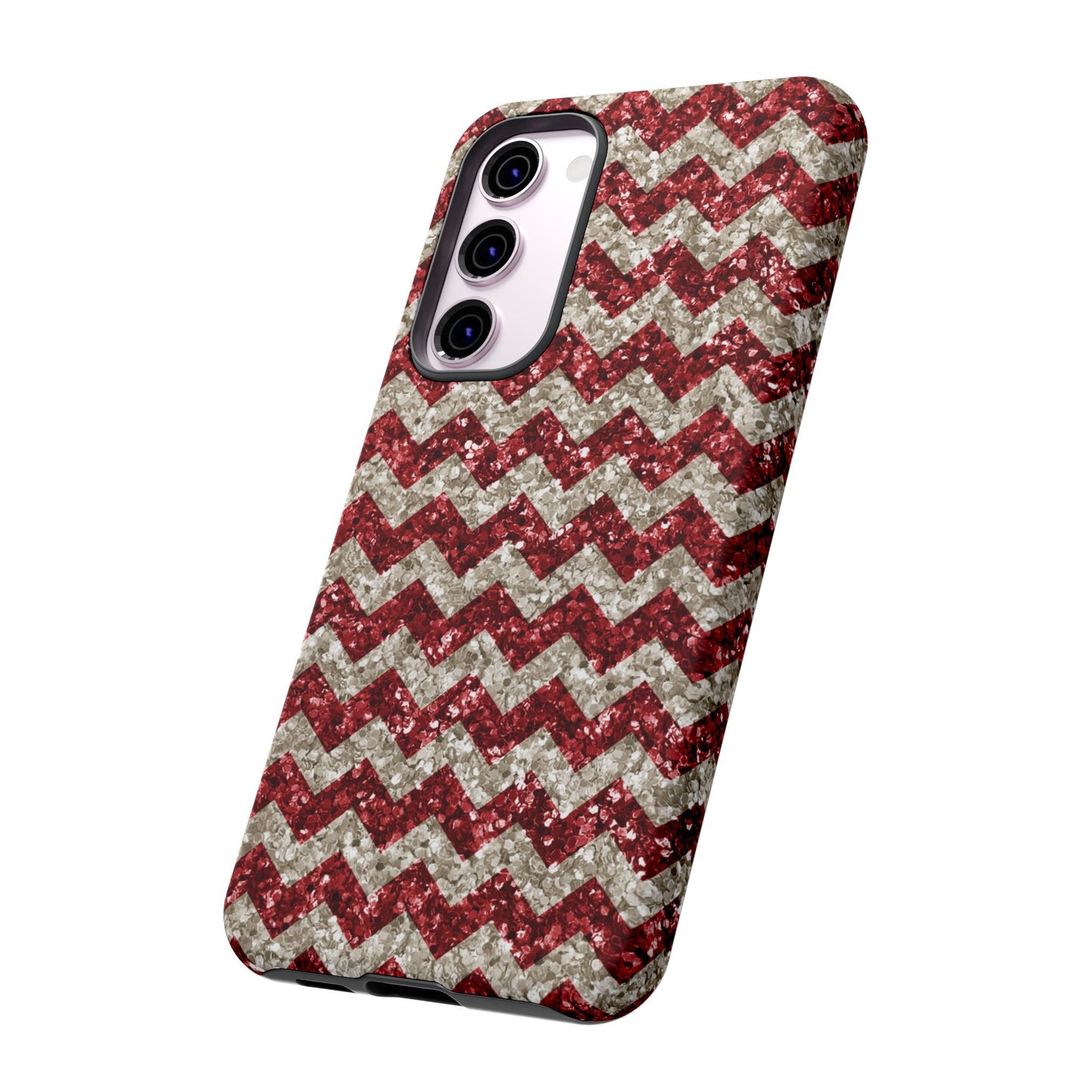 Sparkling Red & White Chevron – Glitter Illusion MagSafe iPhone Case