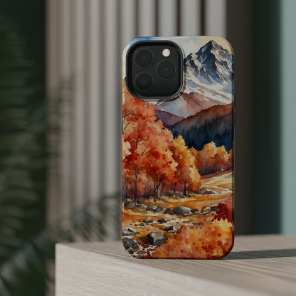 Watercolor Autumn Forest and Mountains - MagSafe iPhone Case